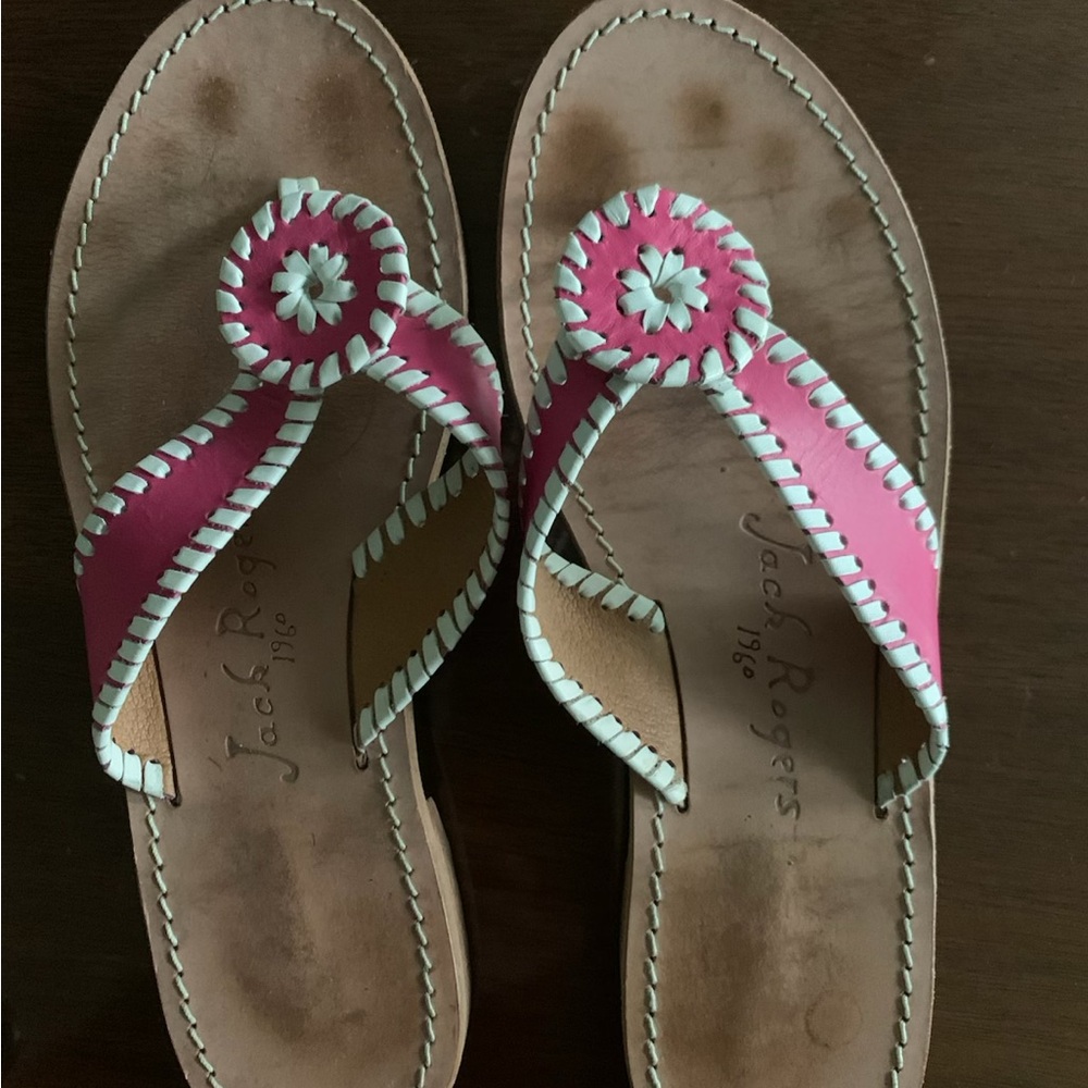 Jack Rogers Pink Sandals with Decorative Rosette Design